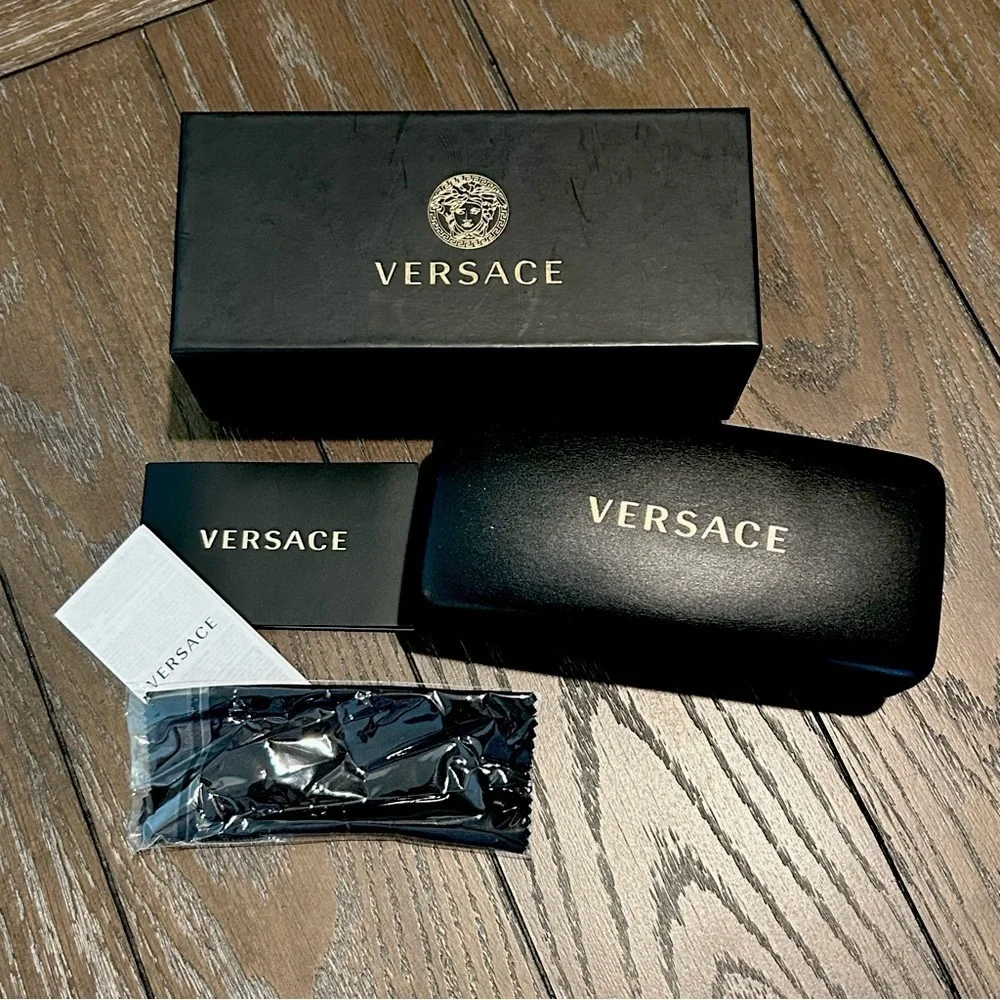 Versace Leathe Sunglass Case with Versace box NEW VERSACE BLACK AUTHENTIC EYEGLASSES SUNGLASSES CASE W  main image 3